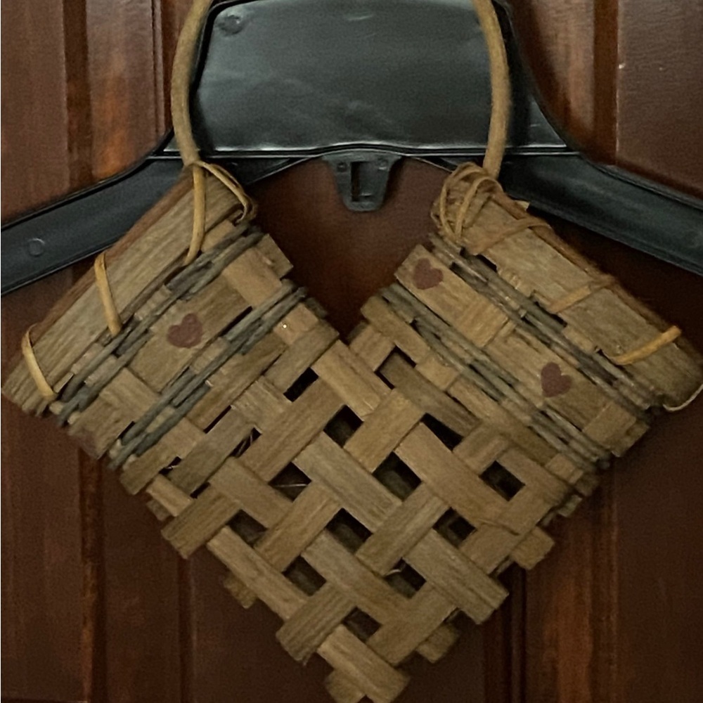 Vintage Hanging Wall Basket/ Wall Hanging Basket Handvoven, Double Opening